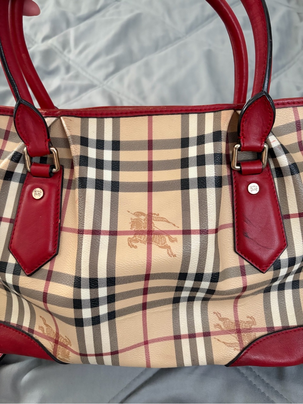 Burberry with Red Leather Trim crossbody - Picture 6 of 12
